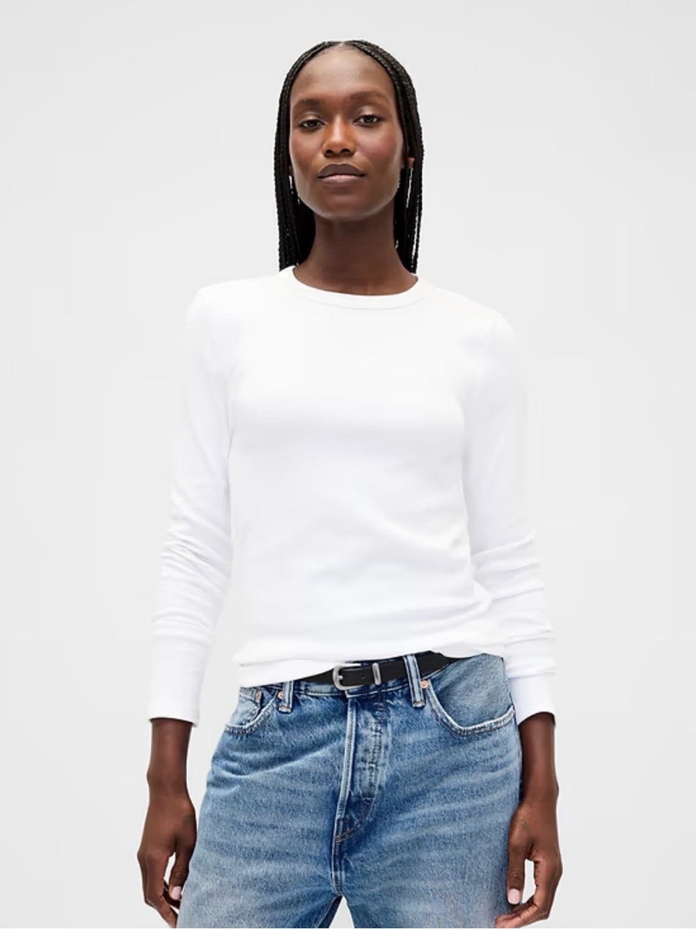 Women's Long-Sleeve Crewneck Top — White